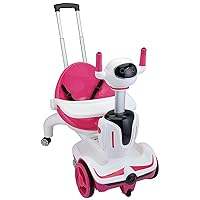 TOBBI Three-in-one Kid's Electric Robot Buggy Toy Car Vehicle Children's Carriage w/Remote Control, Speed Adjustment and Emergency Stop, Rose Red + White