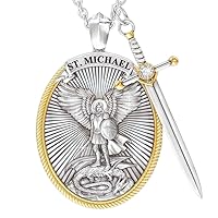 NecklacesSt Michael St Christopher Necklace for Men Archangel Sword Lord Prayer Necklace Jewelry 1