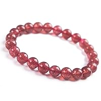 7mm Natural Red Strawberry Quartz Crystal Love Round Beads Women Men Bracelet AAAA