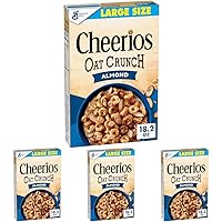 Cheerios Oat Crunch Almond Oat Breakfast Cereal, Large Size, 18.2 oz (Pack of 4)