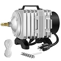 Simple Deluxe 602 GPH Air Pump 18W 38L/min 6 Adjustable Air Flow Outlets with 25 Feet Airline Tubing for Aquarium, Pond, Hydroponics Systems, Silver