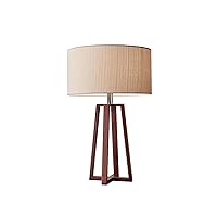 Adesso 1503-15 Quinn Table Lamp, 23.75 in., 150 W Incandescent/CFL, Walnut Birch Wood, 1 Wooden Lamp
