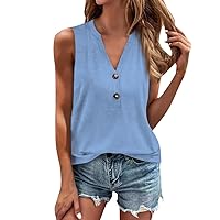 Work Blouses for Women Fashion 2024, Women's Shirt Blouse Button Sleeveless Casual Basic Top Pullover, S, 3XL