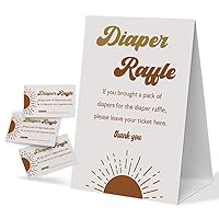 Diaper Raffle Baby Shower Game, 1 Sign and 50 Raffle Tickets, Here Comes the Sun Baby Shower Decorations, Gender Reveal Games, Gender Neutral Party Favor and Supplies-B8