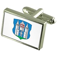 Mogilev City Belarus Sterling Silver Flag Cufflinks Engraved Box