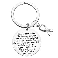Cancer Survivor Keychain Gift She is Unbreakable She's A Warrior She's You Keychain Cancer Fighter Anti-cancer Strong Recovery Belief Inspirational keyring Girls Christmas Halloween Birthday Gift 1PC