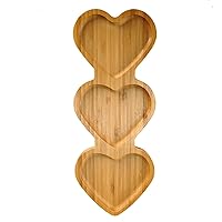 BinaryABC Heart Shaped Charcuterie Board Wood Serving Platters and Trays Side Dish Serving Trays,Mother Day Table Decorations Supplies(Three Heart)