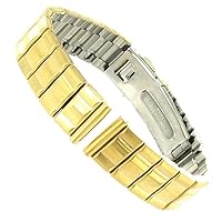 14mm Gilden Stainless Steel Gold Tone Push Open Clasp Watch Band 1024-Y