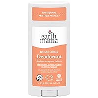 Earth Mama Bright Citrus Deodorant | Safe for Sensitive Skin, Pregnancy and Breastfeeding, Contains Organic Grapefruit and Calendula, Baking Soda and Aluminum Free, 2.65-Ounce