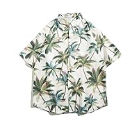 Short Sleeve Shirt Korean Men Shopping Travel Loose Collar Beach Flower