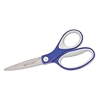 Westcott 7-Inch Kleenearth Soft Handle Straight Scissors, Blue/Gray (15553)