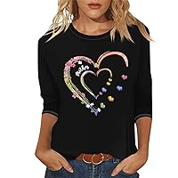 Mother's Day Shirt Women's Color Love Letter Print 2024 Spring and Summer Casual Short Sleeve Round Neck Mom Gift T-Shirt
