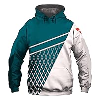 Men's Hooded 3D Print Casual Fashion Plus Size White and Dark Green Patchwork Plaids Pullover Hoodies