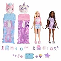 Barbie Cutie Reveal Gift Set, Cozy Sleepover Set with 2 Dolls & Pajamas, Sleeping Bags & Bedtime-Themed Accessories