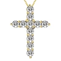 1.25 CT TW Classic Shared Prong Diamond Cross Pendant in 18k Yellow Gold