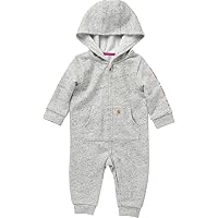 Carhartt Baby Girls' Long Sleeve Fleece Zip-Front Hooded Coverall