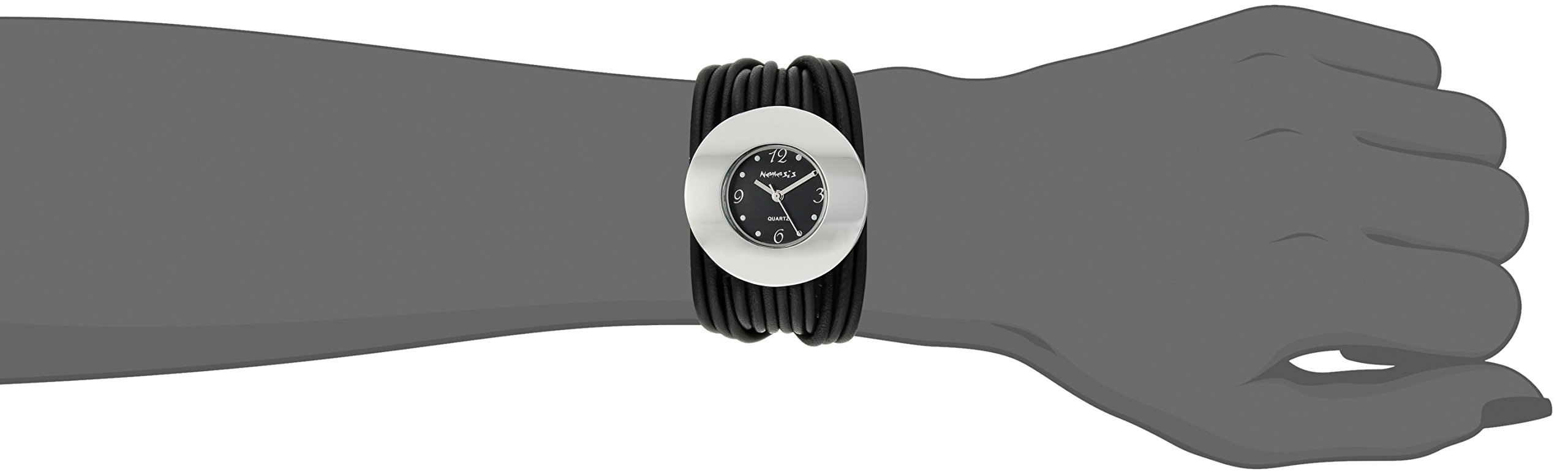Nemesis Women's NS215K Black Tangled Series Leather Band Analog Display Japanese Quartz Black Watch