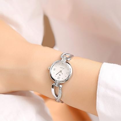 MW Women's 'Dimond Cutting' Quartz Silver Small Wrist Watch, Imitation of Dimond Cutting Dial and Bowknot Bracelet with Crystal, Casual Dress Watches for Women Ladies (Butterfly-2)
