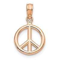 14k Rose Gold 3 d Peace Symbol High Polish Charm Pendant Necklace Measures 31.25mm long Jewelry for Women
