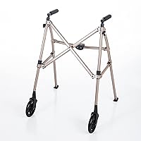 Able Life Space Saver Walker, Lightweight and Foldable Rolling Walker for Adults, Seniors, and Elderly, Compact Travel Walker with 6-inch Wheels and Ski Glides for Mobility Support, Desert Sand