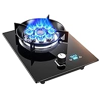 Drop-in 1 Burner Gas Countertop Stove, Black Tempered Glass Gas Stovetop, Gas Hob for Home Kitchen Commercial Restaurant Apartments Camping