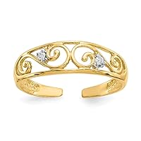 14k Gold .02ct Diamond Scroll Toe Ring Jewelry for Women