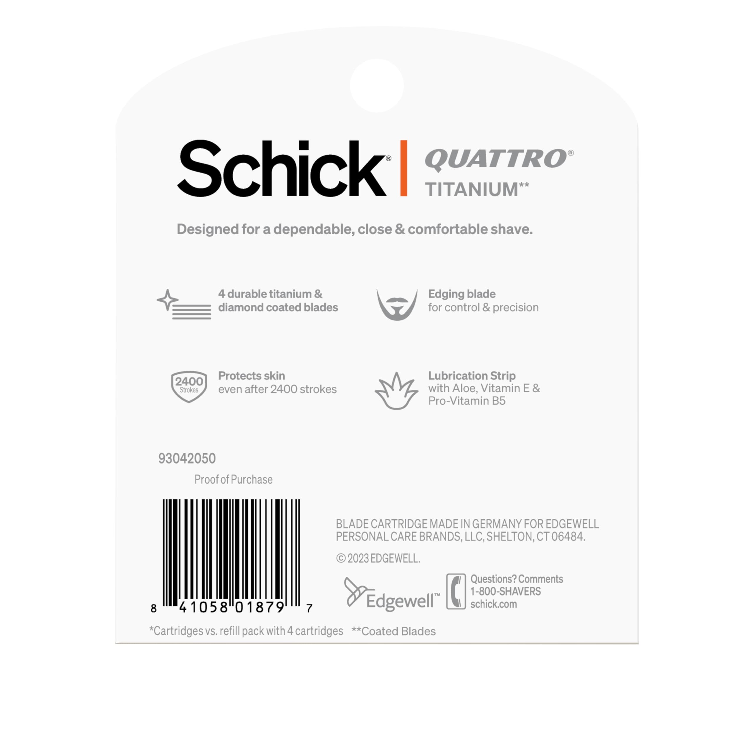 Schick Mens Quattro Titanium Razor Refill Value Pack, 8ct