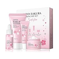 Skin Care Set - Women Gift Sets - Sakura Skin Care Sets & Kits - Gift Set with Essence liquid, cleanser, face cream, toner, eye cream, body cream - Beauty Products For Women.. (B)