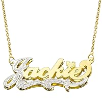 14K Two Tone Gold Personalized Double Plate 3D Name Necklace - Style 2 - Customize Any Name