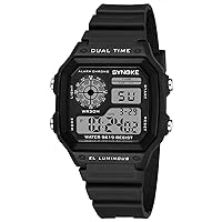 Men's Digital Sport Watch Multi-Function Alarm Countdown LED Backlight Waterproof Watch (Black)