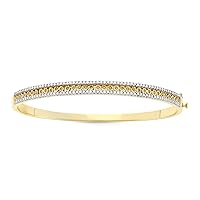 Mother's Day Gift For Her 1.00 Carat (cttw) 925 Sterling Silver Diamond Bangle, Available With Black, Blue, Pink, Yellow & White Diamond Combination