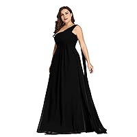 Ever-Pretty Womens One Shoulder Ruched Empire Waist Chiffon Maxi Plus Size Bridesmaid Dresses 09816-PZUSA