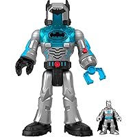 Fisher-Price Imaginext DC Super Friends Batman Toy Insider & Exo Suit 12-Inch Robot with Lights Sounds & Figure for Ages 3+ Years, Defender Grey