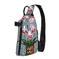Polyester Fiber Waterproof Waist Bag -Backpack 4 Pocket Compartments Ideal for Outdoor Activities Blooming Orchids