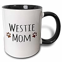 3dRose Westie Dog Mom Mug, 11 oz, Black