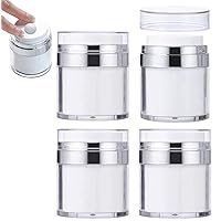 4 Pack Airless Pump Jars, 1 Oz Airless Pump Bottles Cream Jar Vacuum Cosmetics Pump Bottle Dispenser, Travel Container Empty Airless Cosmetic Container for Skincare Cream Lotion Moisturizer