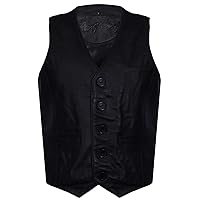 Men's Classic Smart Black Leather Waistcoat