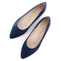 SAILING LU Women's Pointed Toe Ballet Flats Suede Casual Walking Shoes Comfortable Easy Slip-ons