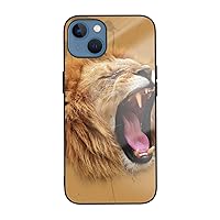 Tempered Glass Phone Case Roaring Lion Compatible with iPhone 13 13 Mini and iPhone 13 5g, 13 Shockproof Phone Case for iPhone 13/12/Xr/11/7/8 Ip13 Mini-5.4in
