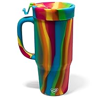 Silipint: Humbler 32oz - Hippie Hops - Silicone Handled Tumbler w/Lid & Straw, Unbreakable, Hot/Cold Drinks, Dishwasher-Microwave-Freezer-Oven Safe