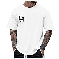 Short Sleeve Shirts for Men Plus Size Loose Printed Top Trendy Solid Summer Top Outdoor Tees Blouse T Shirt