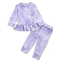 Infant Outfit Set Kids Toddler Baby Girls Autumn Winter Colorful Ruffle Cotton Long Sleeve Pants Set Clothes New Baby Arrival (B, 12-18 Months)