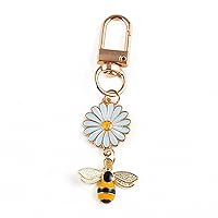 Creative Enamel Daisy Bee Charms Keyring DIY Keychain for Unisex Bags Wallet Car Key Ornaments Jewelry Gift