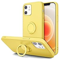 Hython Case for iPhone 12 Case & iPhone 12 Pro Case with Ring Stand, 360° Rotatable Ring Holder Magnetic Kickstand, Shockproof Rubber Protective Phone Case Cover with Inner Microfiber Lining, Yellow