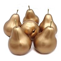 6pcs Fake Pears Artificial Fruits Vivid Gold Pear for Home Fruit Shop Supermarket Desk Office Restaurant Decorations Or Props (Gold)