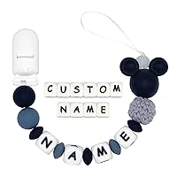 Personalized Pacifier Clip with Name Customizable Mouse (BlackW)