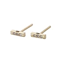 14K Yellow Gold VS Clarity F-G Color Genuine Diamond Tiny Bar Studs Earrings Gift For Her