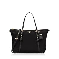 Prada Tessuto Black Nylon Leather Trim Shopping Tote Handbag 1BG253
