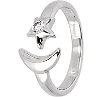 Body Candy 925 Sterling Silver Cubic Zirconia Celestial Sun and Moon Toe Ring