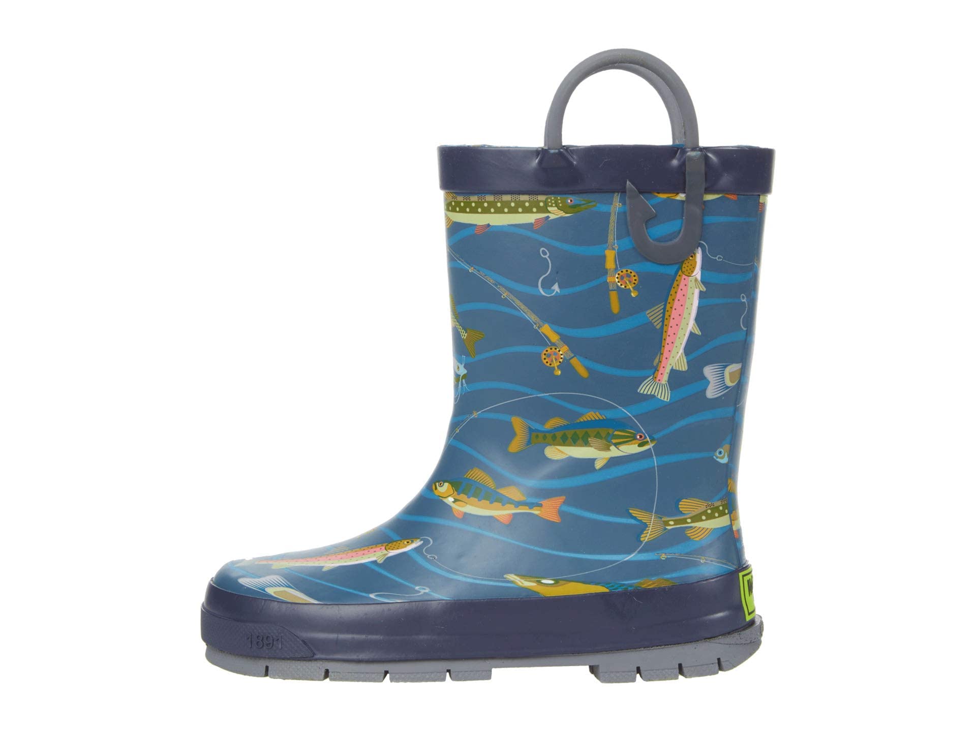 Western Chief Boys Waterproof Printed Rain Boot with Easy Pull On Handles